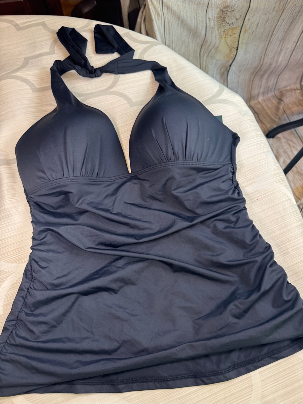 Lauren Ralph Lauren Black Twist-Halter One-Piece Swim Tank
